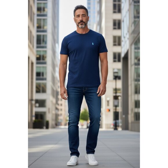 POLO RALPH LAUREN CLASSIC TEE T-SHIRT NAVY LARGE LIKE NEW - Picture 1 of 5